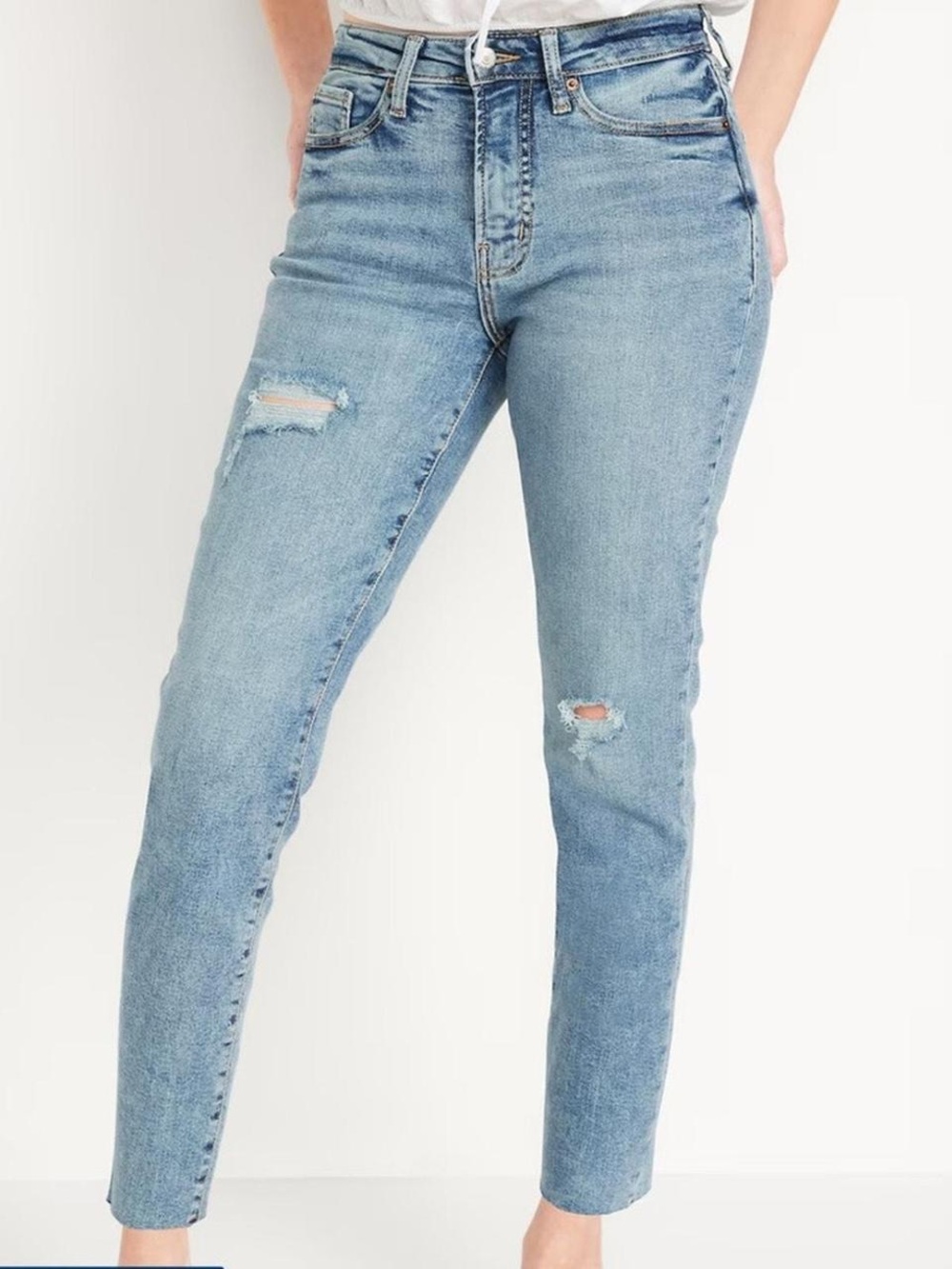 Old Navy High Rise OG Straight - Light wash cutoff